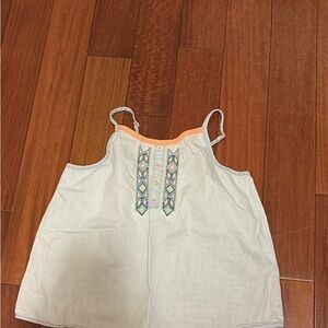 Xhilaration White Tank Top with Colorful Embroidery